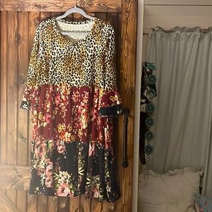 Floral/Animal print Dress Has stretch